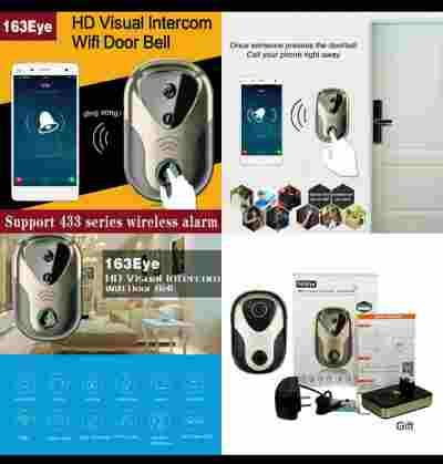 Video Door Intercom 163Eye HD Visual Alarm Door Bell WiFi Doorbell