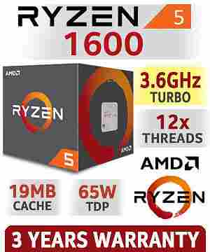 AMD RYZEN 5 1600 6-Core CPU 3.2 GHz Socket AM4 65W Desktop Processor
