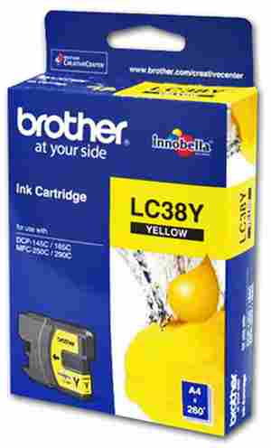 Brother LC 38Y Yellow Ink cartridge - Click Image to Close