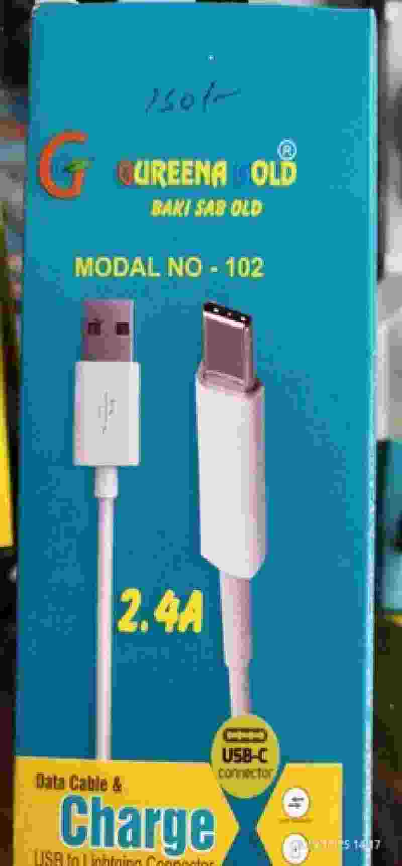 GUREENA GOLD 2.4A 102 Type C Fast Charging Data Cable