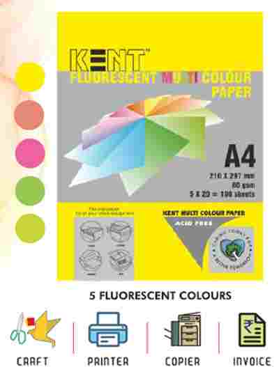 Kent Fluorescent Color Paper A4 Size 80gsm 100 PCs Double-Sided 5*20 Color Paper