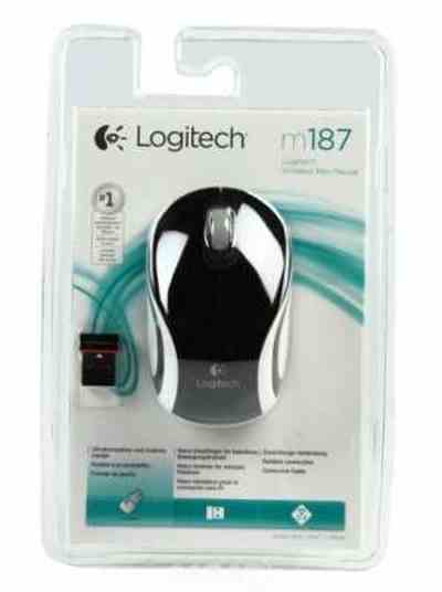 Logitech M187 Mini Laptop / Desktop Wireless Mouse - Click Image to Close