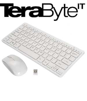 Terabyte White Apple Design 2.4 GHz Mini Wireless Keyboard With Mouse - Click Image to Close