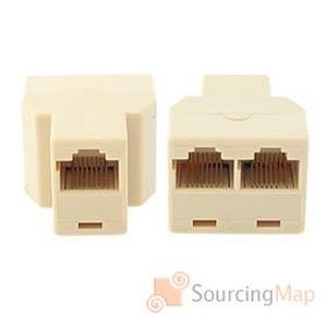 LAN 2 x RJ-45/CAT-5 Female Splitter/Connector 3 way Network - Click Image to Close