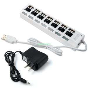 Adnet Hi-Speed 7 Port USB 2.0 Hi-Speed with Power Adapter Hub Switch - Click Image to Close