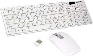Adnet Wireless Keyboard With Mouse White Ultra-Thin 2.4G wifi Combo