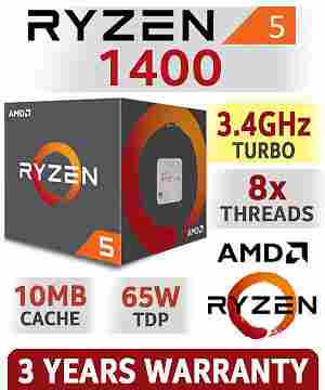 AMD RYZEN 5 1400 4-Core CPU 3.2 GHz Socket AM4 65W Desktop Processor - Click Image to Close