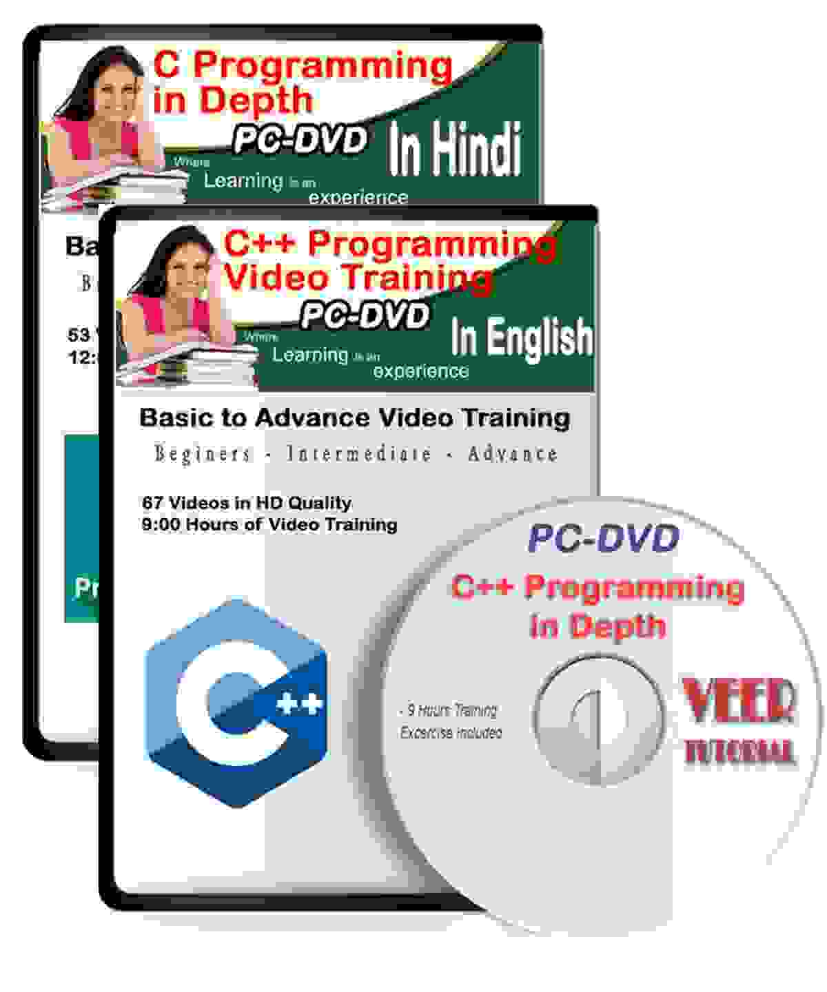 C/C++ Tutorial DVD Video Training (112 Vidoes, 21 Hrs) 2 DVDs Hindi+English Learning Video