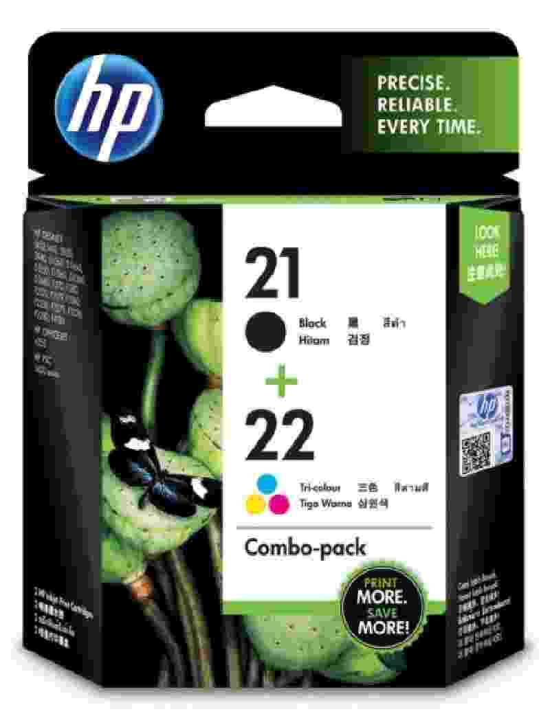 HP 21 & 22 Ink Cartridge Twin Combo Pack - Click Image to Close