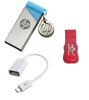 HP V 215 B 32 GB pendrive with OTG cable and card reader Combo Set - Click Image to Close