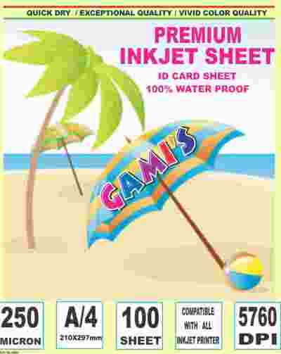Inkjet TESLIN IDCARD 100 sheet pack A4 Size 250 Micron Inkjet Printer Paper for Plastic icard Rubber Sheets