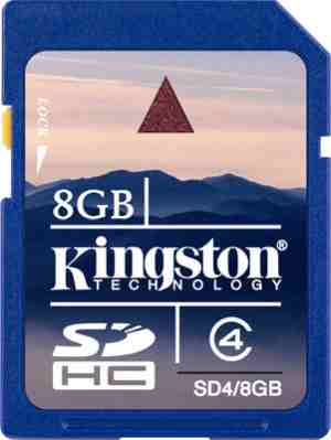 Kingston SD 8 GB Class 4 Memory Card - Click Image to Close