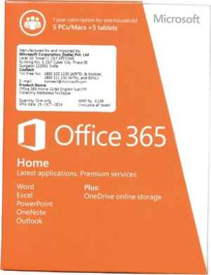 MS Microsoft Office 365 5 User PC/Mac and Tablet Home Premium Software
