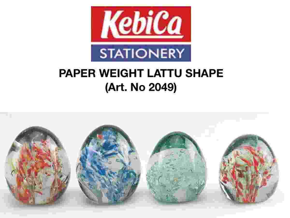 Paper Weight Glass Egg/Lattu Shape ARN 2049 Transparent Crystal Multicolor Paperweight