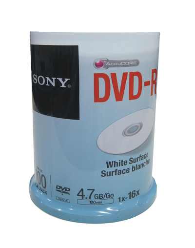 Sony DVD+R 100 Pack Spindle Printable White Recordable DVD Media