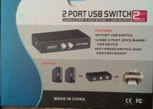 USB 2 Port Manual Share Switch Sharer for Printers, Cameras, Scanner